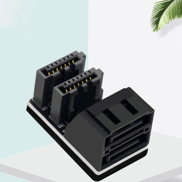 1 stk Dobbel Sata 7pin Hunn Til Dobbel 7pin Hann 90 Graders Vinklet Adapter Hovedkort Sata Adapter Fo-haoyi