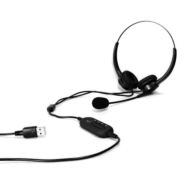 USB Brusreducerande Headset med Mikrofon Svanhalsmikrofon Call Center Kontor PC Dator On Ear Trådbundna Hörlurar