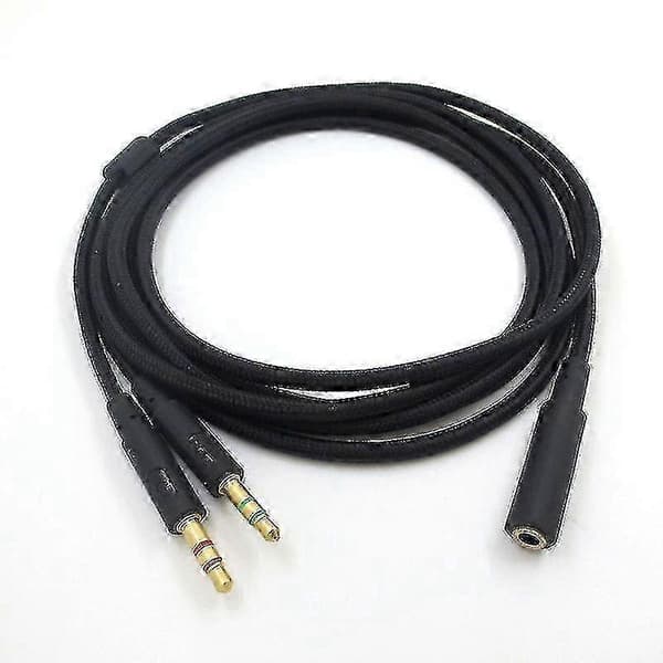 3,5 mm Universal 2-i-1 Gaming Headset Audio- Forlængerkabel til HyperX Cloud II/Alpha-/Cloud Flight/Core Hovedtelefoner