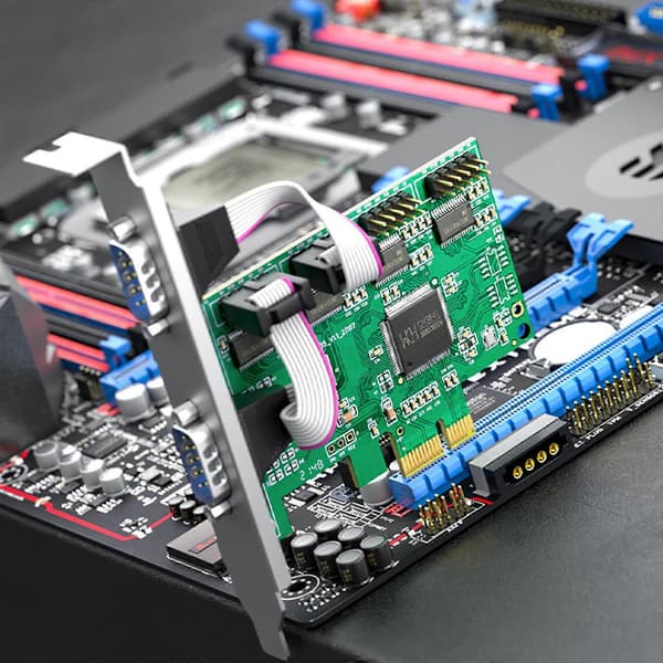 Pcie til to serielle porte RS232 interface industriel kontrol computerudvidelse