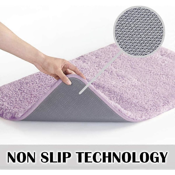 HUOGUO Badrumsmatta Halkfri Badrumsmatta (16 x 24, Lavendel) Vattenabsorberande Mjuk Mikrofiber Luddig Badrumsmatta Maskintvättbar Badrumsmatta f