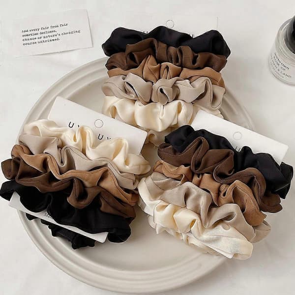 Svart sateng scrunchie, sateng scrunchie for jenter | Søt sateng scrunchie, for menn og kvinner