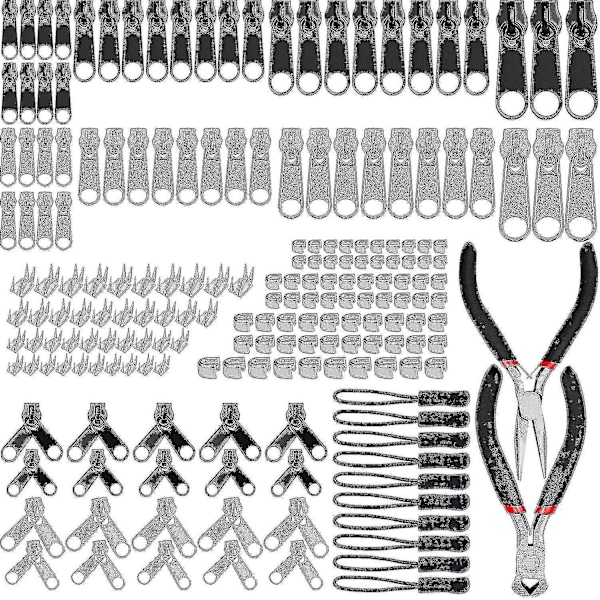 2023-197 Delars Reparationssats för Dragkedjor, Ersättningsdragkedja med 2 Mini-tänger, För Kläder, Väskor, Jackor, Tält, Bagage-FG