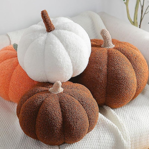 Fleece kurpitsanheittotyynyt Ultrapehmeä sherpa koristeellinen söpö 3d muotoinen tyyny Halloween Orange