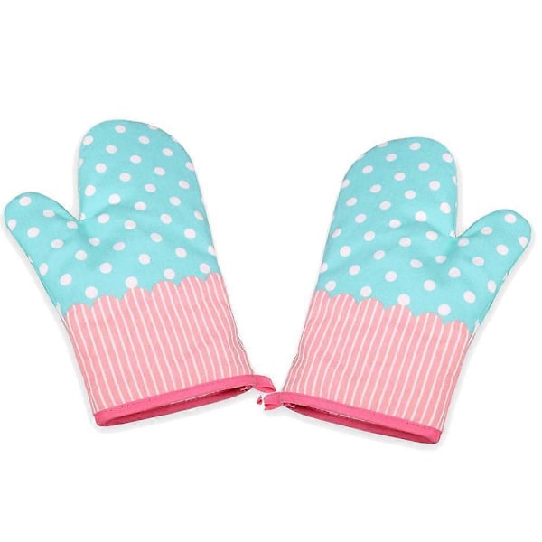 1 Par Köksgrytlappar, Värmebeständiga Handskar Med Mjukt Bomullsfoder, För Matlagning, Bakning och Grillning (Blå Polka Dots)