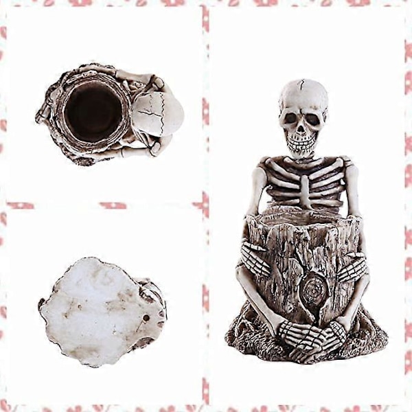 Happy L Kraniet Penholder Makeup Børsteholder Kreativt Skelet Tandbørsteholder Halloween Hjemmekontor Skrivebordsopbevaringsboks Dekoration
