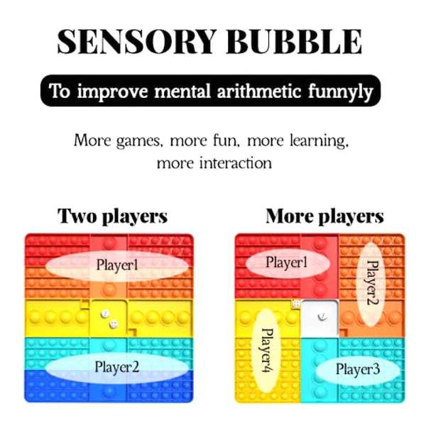 Pop It -spel Bubble Popper Push Fidget Stress relief Rainbow Schackbräde Sensoriska leksaker Five Colors