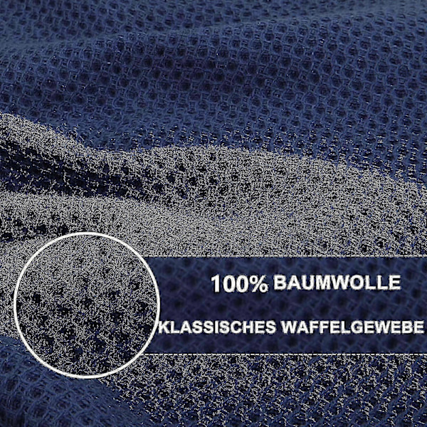 6-pack Premium 100% Bomull Frotté Diskhanddukar, Superabsorberande Disktrasor med Hängögla Dark blue 34*73cm