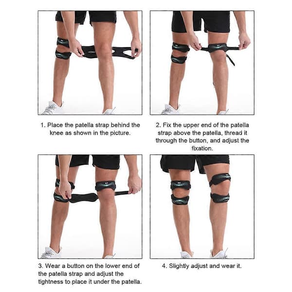 Patellar-sene støtte stropp Lett Patella knestropp for trening Black