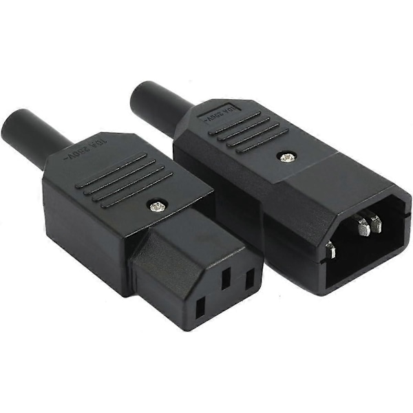 1 Par AC250V 10A IEC C14 Hane C13 Hona, 3 Stift Terminaler Inline Adapterkontakt Strömuttag
