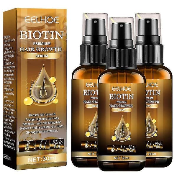 3-pack Biotin Håravväxt Spray Anti Håravfall Snabb Återväxt Hårbotten Behandling Serum