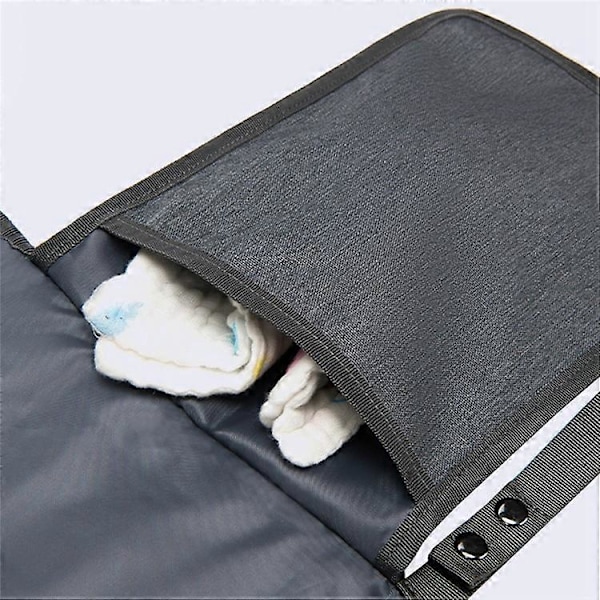 ZS0123 Portabel Vikbar Skötdyna Utomhus Blöjbytesdyna med Förvaringsfickor för Småbarn Spädbarn DarkGrey