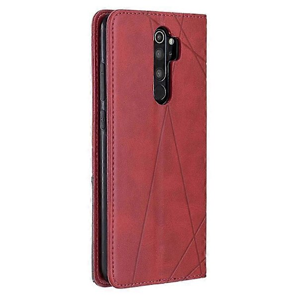 Geometriskt Mönster Ställ Läder Korthållare Fodral Kompatibelt För Xiaomi Redmi Note 8 Pro Red