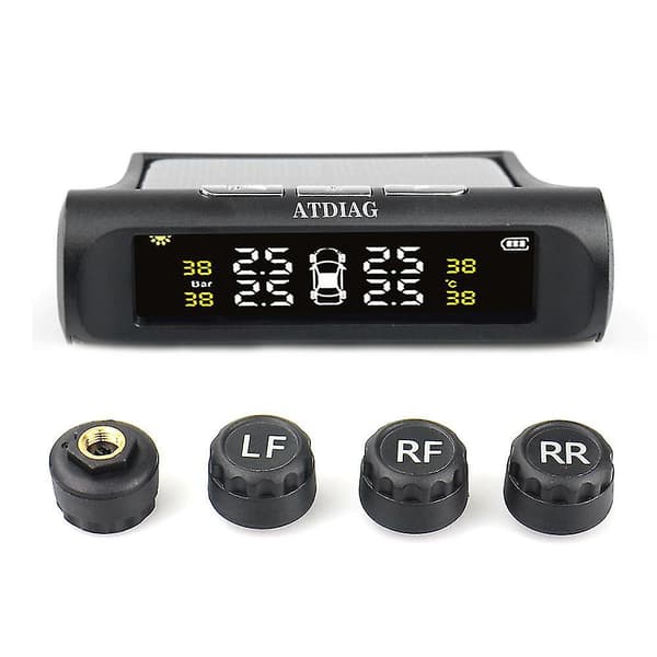 Extern Solar Trådlös Bil Tpms Däcktrycksövervakningssystem Ström Digital LCD-skärm Auto Säkerhetslarmsystem Däcktryckssensor Temperatur