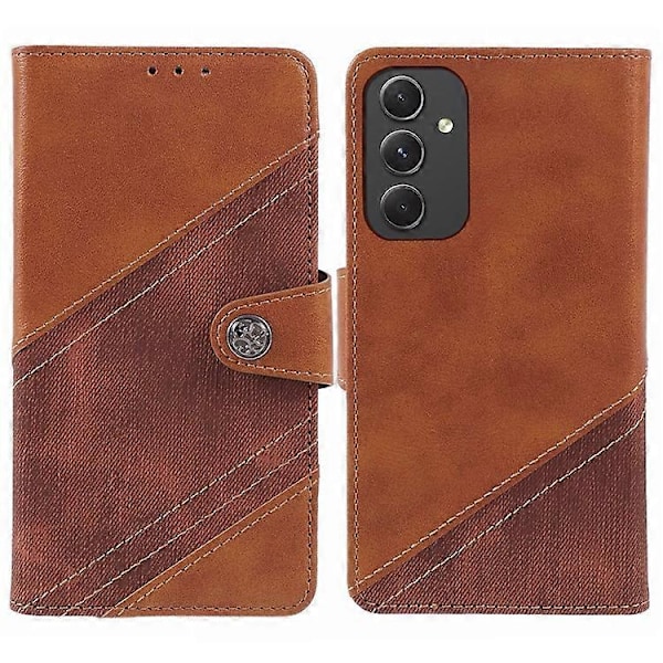 Kompatibelt Skal för Samsung Galaxy A55 5G, skarvad PU-läder magnetisk stängning plånboksfodral Brown