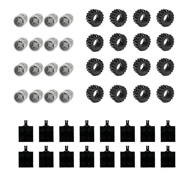 48 kpl Mini pyörän akselisarja Palikka-auton lisävarusteet Rengasnavat Klassiset rakennuspalikat Lasten DIY-lelut Palikat lapsille