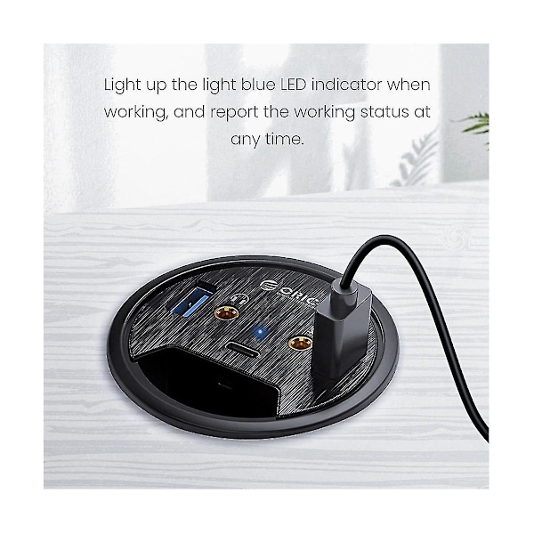 Skrivbordsgenomföring USB 3.0 Hub Typ C Hörlursmikrofonadapter