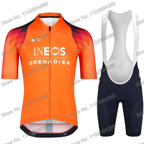 Ineos Grenadier 2023 Set Kesä Lyhythihainen Pyöräilyvaatteet Miesten Maantiepyöräpaita Puku MTB Polkupyörän ruokalappu shortsit 1 XL