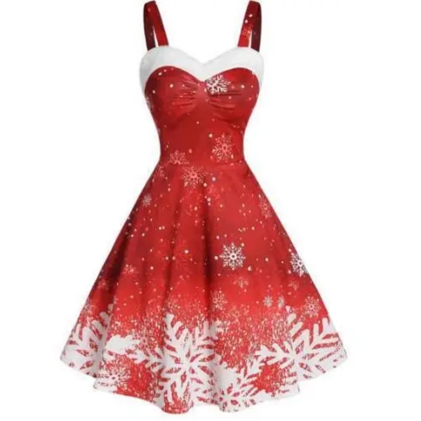 Damklänning jul med print Kall axel Volangkant Eleganta klänningar till nyår Sexig Plus Size s-3xl Älghjort style 12 L