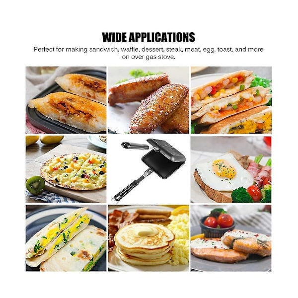 Dubbelsidig Sandwichpanna Non-stick Vikbar Grill Stekpanna För Bröd Toast Frukostmaskin Panna