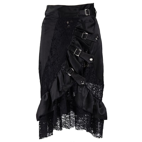 Flerfärgad Lady Gothic Steampunk Pinstripe kjol Rock Gypsy Vintage kostym Front Lace-up Layer Clubwear Outfit Army 03 L