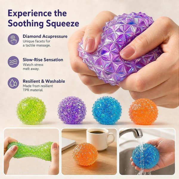 Diamantformet Squishy Klemmebold, Langsomt-stigende Maltsukker Fidget Legetøj til Stress- og Angsthåndtering k4