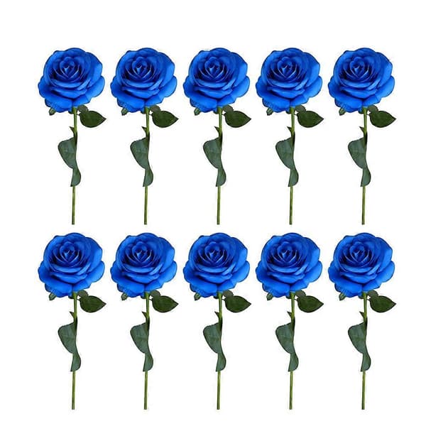 Blombukett Simulerad Rosbukett Sidenblommor Hem Bröllop Blå 10st