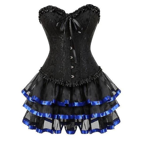 Tflycq Sexy Corsets Mekot naisille Plus Size -asu Overbust Burlesque korsetti ja minihame Set Tutu Corselet Blue XXL