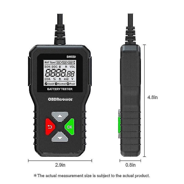 Bm550 Bilbatteritestare 6v 12v 24v 100-2000 2ah-220ah Batterisystemdetektering Autobatterianalysator