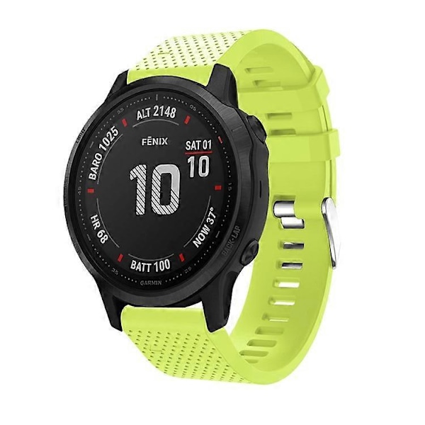 Stilfuld silikone sportsurrem udskiftning med sølvspænde, kompatibel med Garmin Fenix 7S/6S/6S Pro/5S/5S Plus/Instinc LightGreen