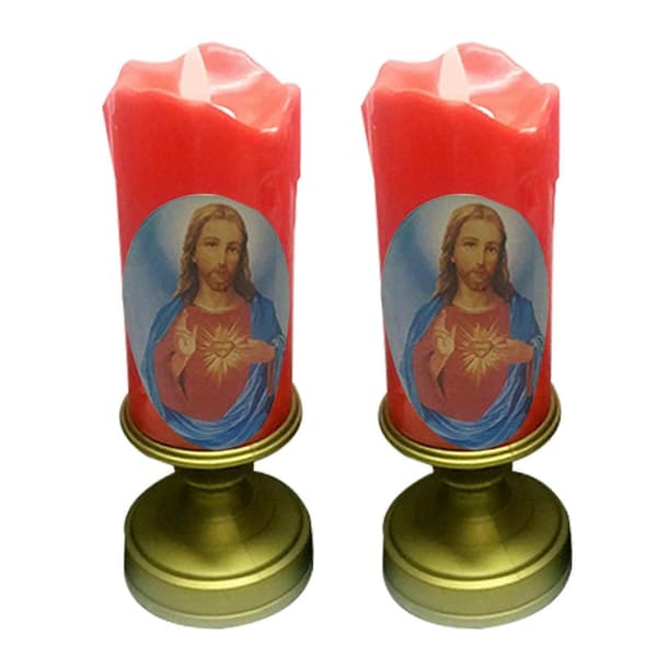 Christ LED Lys Hellige Katolske Figur Jesus Telys Lampe Ornament