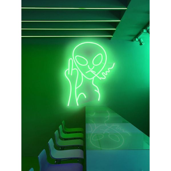 Alien Neonkyltti - Alien Neonvalot 14,6 x 17,7 tuumaa LED Neonkyltit Seinäkoristeeksi - USB-virtalähteellä Toimivat LED-kyltit Makuuhuoneen Seinälle