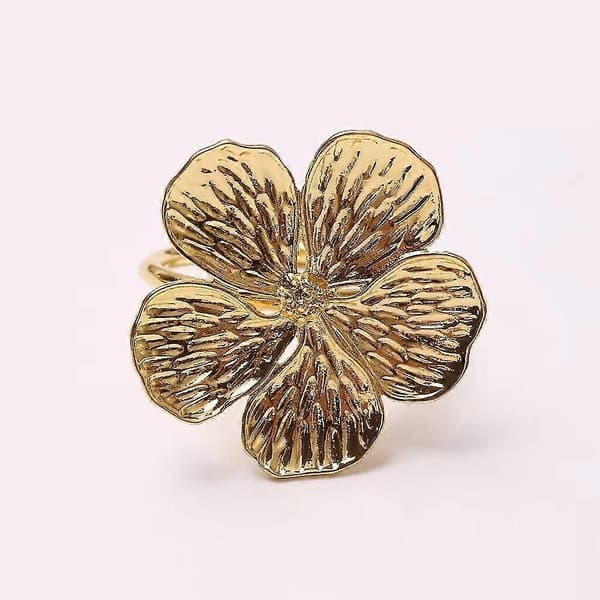 12 stk. blomstrede metalringe servietringholder middag bryllup servietring til festbord guld