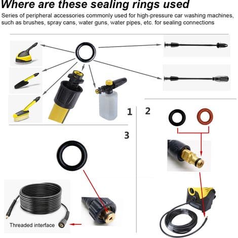 20 stk. tilbehør til højtryksrenser, Karcher K2 K3 K4 K5 K6 K7 tætningsskive O-ring tætningsring.