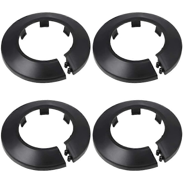 Rørdæksel Dekoration PP Plast Vandrør Roset Sort 43mm 4 stk