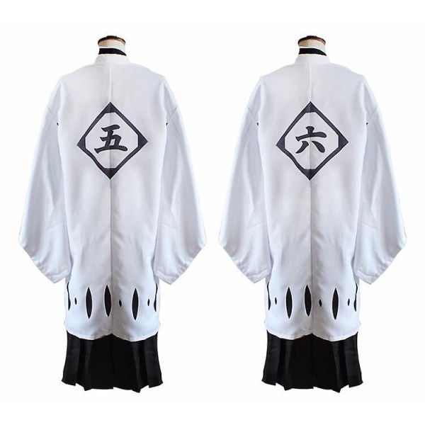 Japansk Anime Bleach Herr Cosplay Kostym Kyouraku Shunsui Kenpachi Zaraki Vit mantel Kappa Kaptensmantel Ingen svart Kimono 12 L