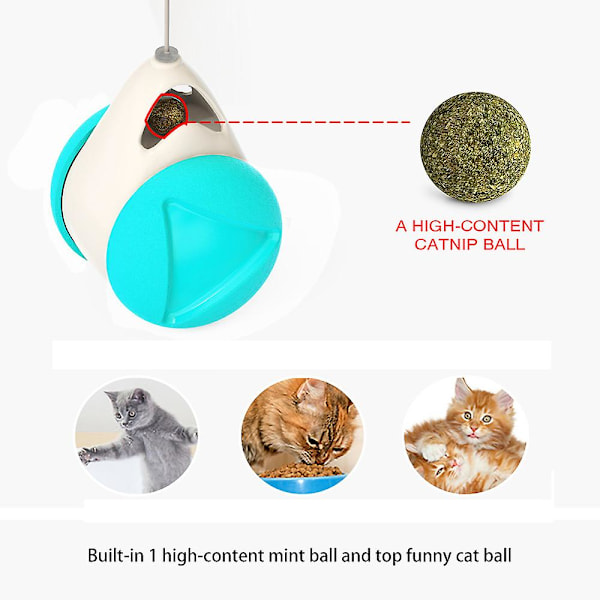 Cat Feather Ball Tumbler Balans Pet Leksaker Teaser Chasing Roller With Catnip Kitten Interactive Toy