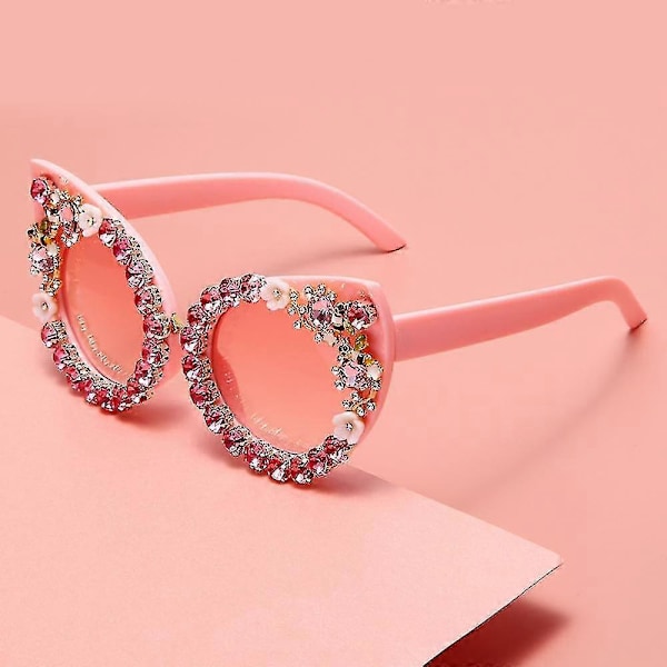 Överdimensionerade Diamant Solglasögon Dam Strass Cat Eye Solglasögon Kvinnliga Glittrande Fest Solglasögon Glasögon (rosa Diamant) yu