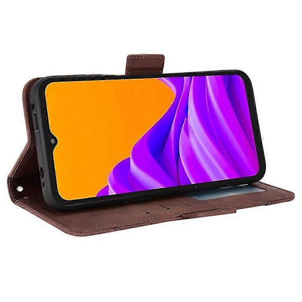 Yhteensopiva Samsung Galaxy Xcover6 Pro 5G PU-nahkainen kulutusta kestävä puhelinkotelo lompakkotelineellä ja useilla korttipaikoilla Brown