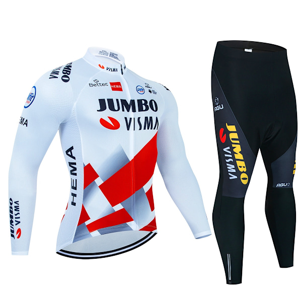 2023 JUMBO Långärmad Cykeltröja Set haklapp Byxor Ropa Ciclismo Cykelkläder MTB Cykeltröja Höstuniform Herrkläder Cycling suit 3XL