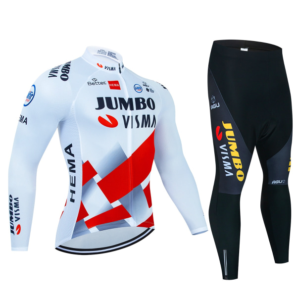 2023 JUMBO Långärmad Cykeltröja Set haklapp Byxor Ropa Ciclismo Cykelkläder MTB Cykeltröja Höstuniform Herrkläder Cycling suit S