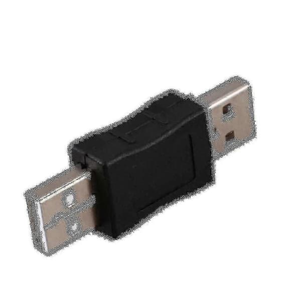 2x Usb A Han Til Han Stik Adapter Sort