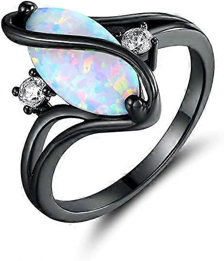 Roséguld & Vitguldpläterad Skapad Rubin, Vit Eldopal & Cubic Zirconia Accenter Ring