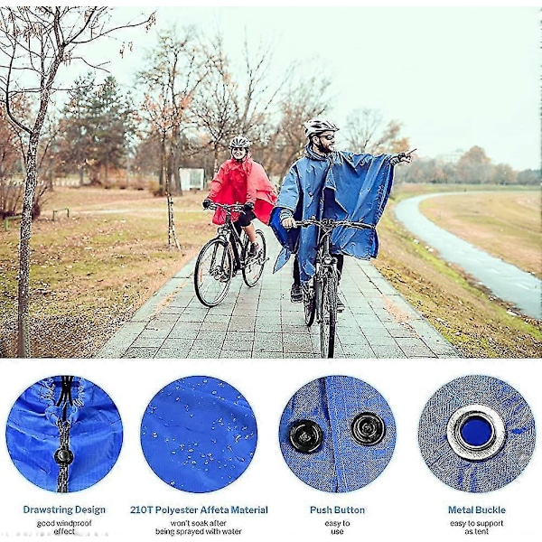 Regnponcho Cykel Vandtæt, Poncho Regn Med Hætte, Ripstop Åndbar Gave