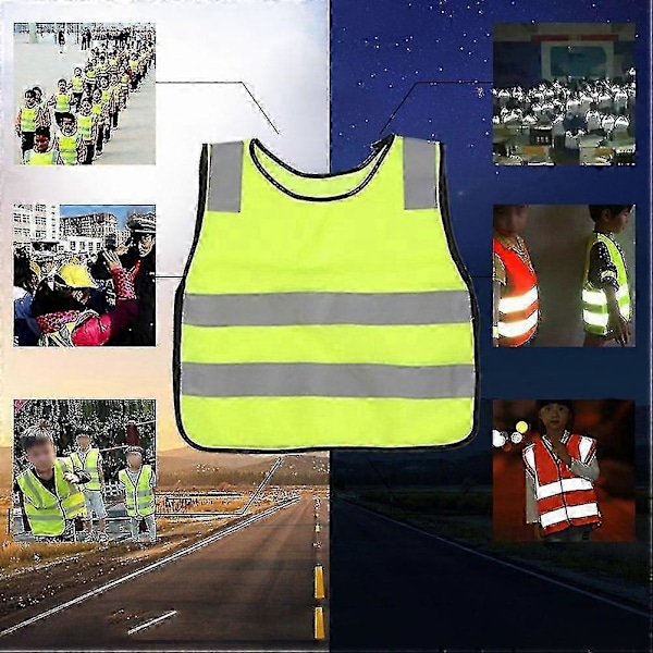 4 st Säkerhetsvästar för Barn Hög Synlighet Bärbar Reflexväst för Utomhusaktiviteter Löpning Ridning (orange, Fluorescerande Gul, Blå, R