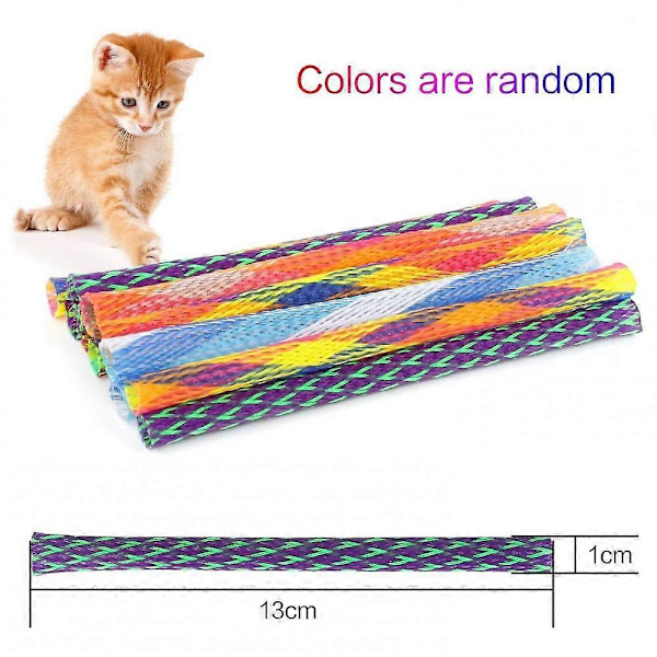 Pet Springs Kattleksak 25 st Färgglada Kattfjäderpinnar Vikbara Studsande Nylon Mesh Fjäderrör För C SN[