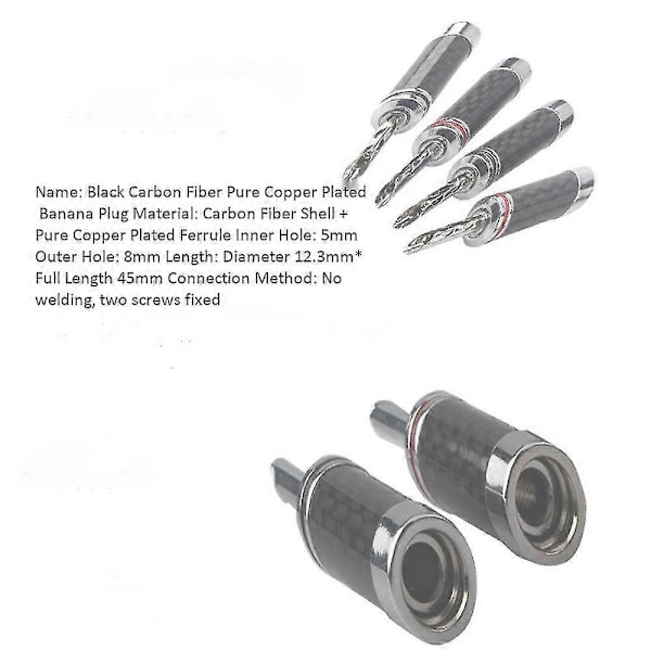 8 stk Bananplugger Hi-end Hifi Diy Karbonfiber Kobberbelagt Rhodium Elektrisk Audio Jack Banan C (haoyi