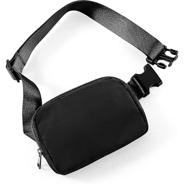 Unisex Mini Bältesväska med Justerbar Rem Liten Midjeväska för Resor Träning Löpning Vandring, Svart