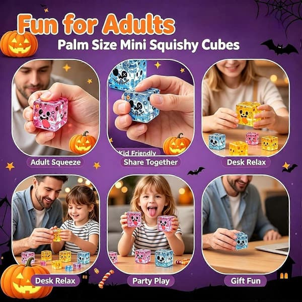 Halloween Ice Cube Shape Squishy Toy, Långsamt stigande klämleksak för stresslindring för inomhus utomhus hemmafestlayout D(Random 5cm 1pcs)