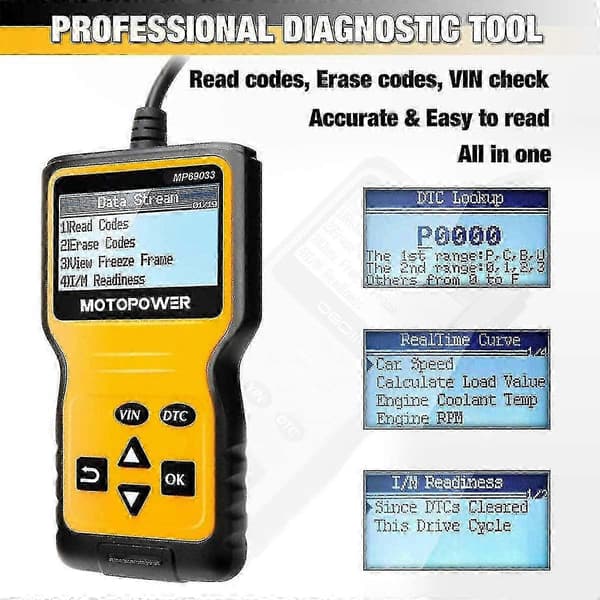 Mp69033 Obd2 Skanner Bilmotor Feilkode Leser Motor System Diagnoseverktøy